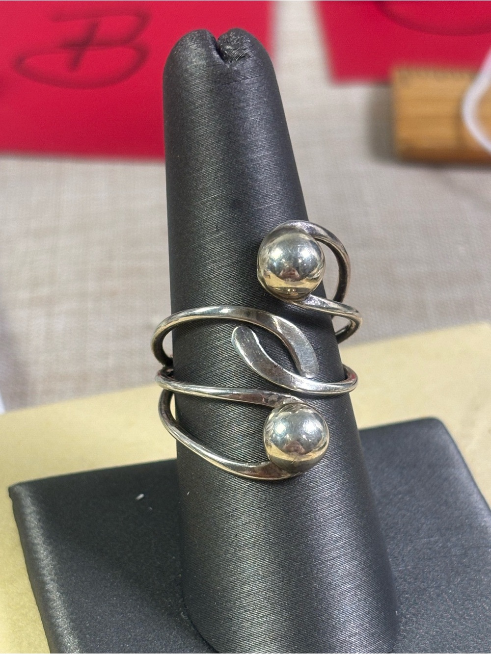 Sterling Silver Double-Ball Wrap Ring - Silver